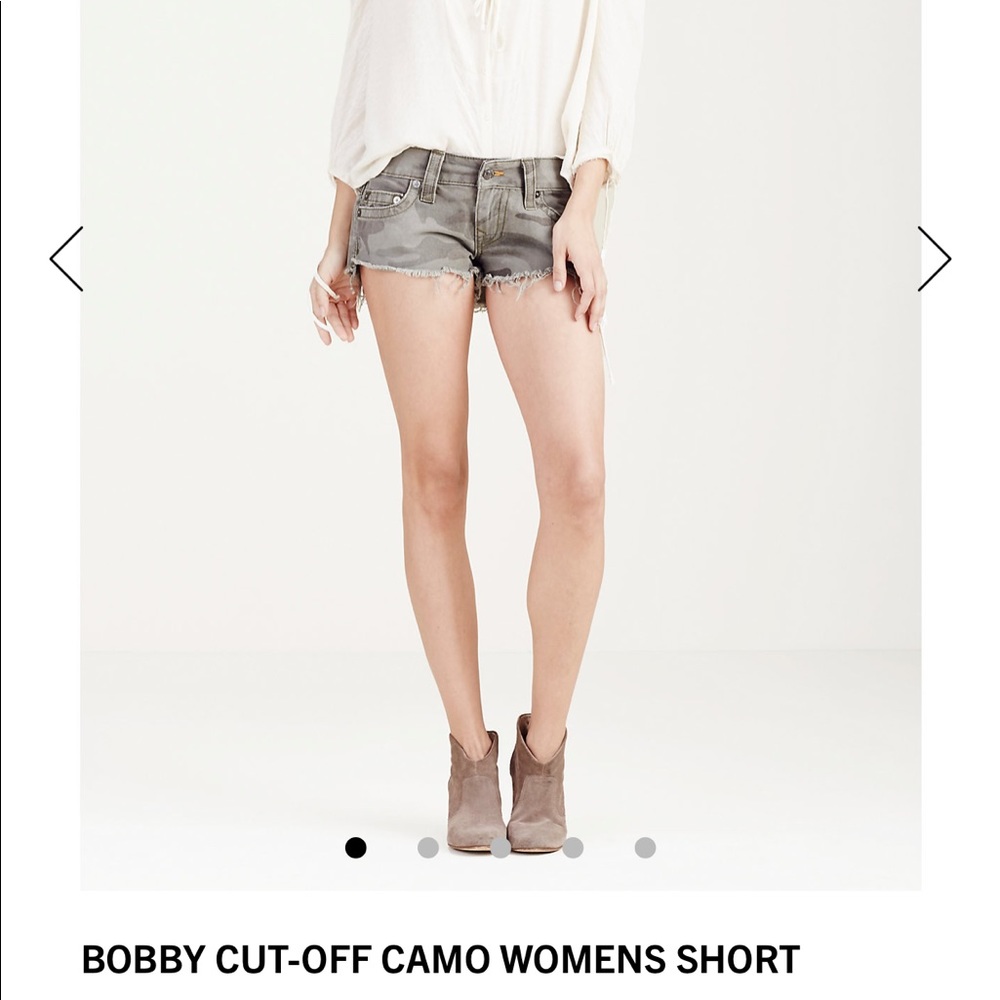 True Religion Bobby cut off shorts in camo